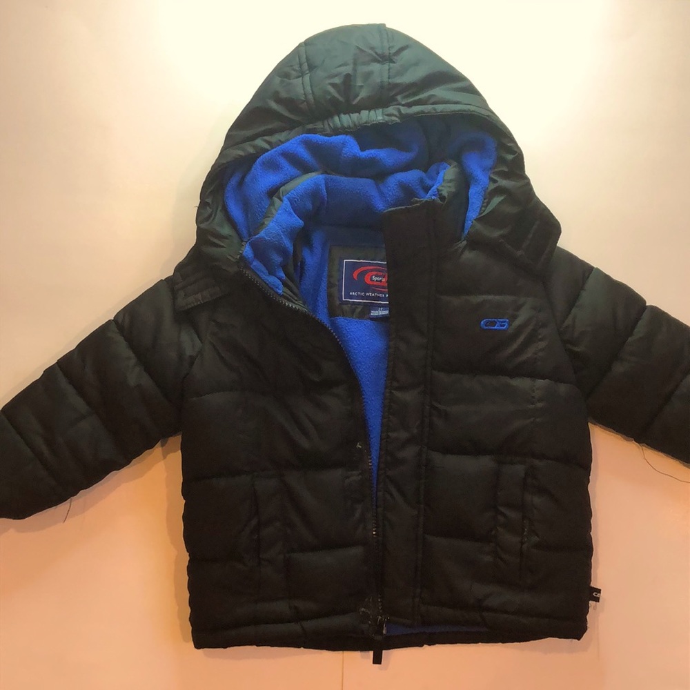 Boys size 2T Black jacket with a blue lining winter coat